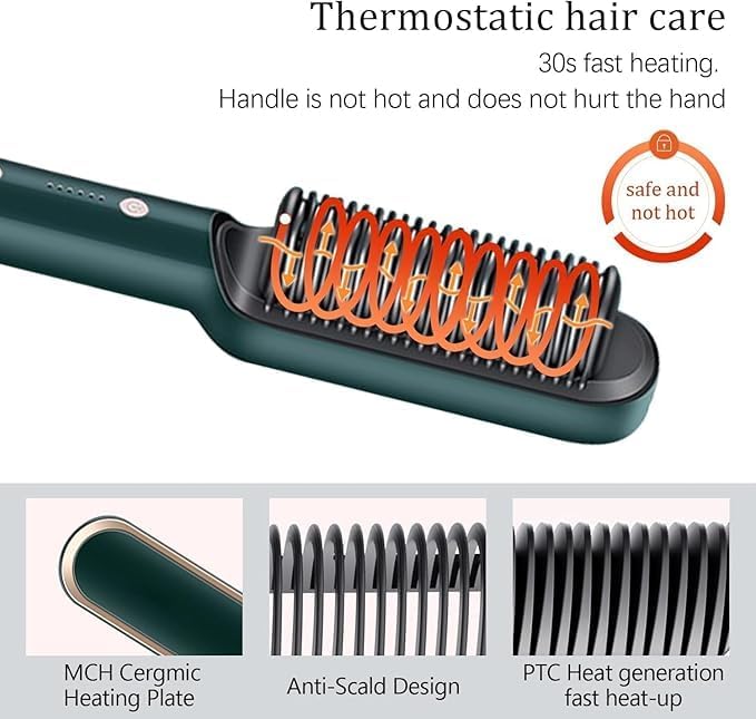 Electric Hair Straightening Comb | Portable and Travel-Friendly Styling Tool