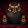 Emerald Green Kundan Choker Necklace Set with Jhumka Earrings
