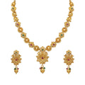 Gold Floral Short Necklace Set with Earrings