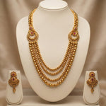 Gold Multi-Layer Bridal Haram Necklace Set with Jhumka Earrings