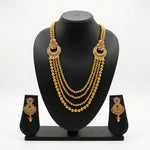 Gold Multi-Layer Bridal Haram Necklace Set with Jhumka Earrings