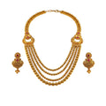 Gold Multi-Layer Bridal Haram Necklace Set with Jhumka Earrings