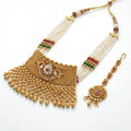 Gold Multi-Strand Rani Haar Necklace Set with Maang Tikka