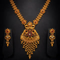 Gold Temple Tassel Long Necklace Set with Earrings