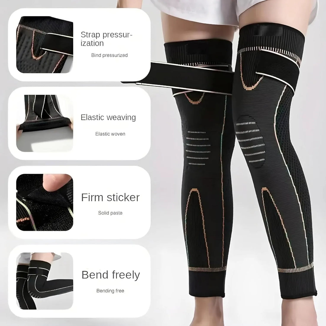Full-Length Leg and Knee Support Compression Sleeve