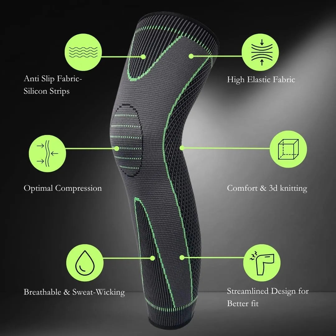 Full-Length Leg and Knee Support Compression Sleeve
