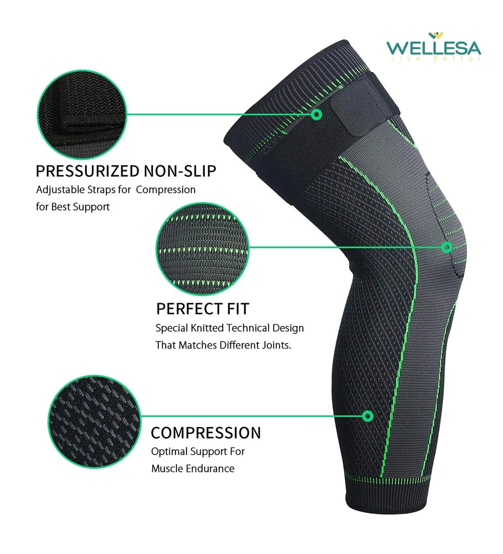 Full-Length Leg and Knee Support Compression Sleeve