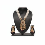 Multilayer Pearl Rani Haar Necklace Set with Kundan Pendant & Jhumka Earrings | Ruby Bead Long Necklace | Gold-Plated Bridal Jewellery Set