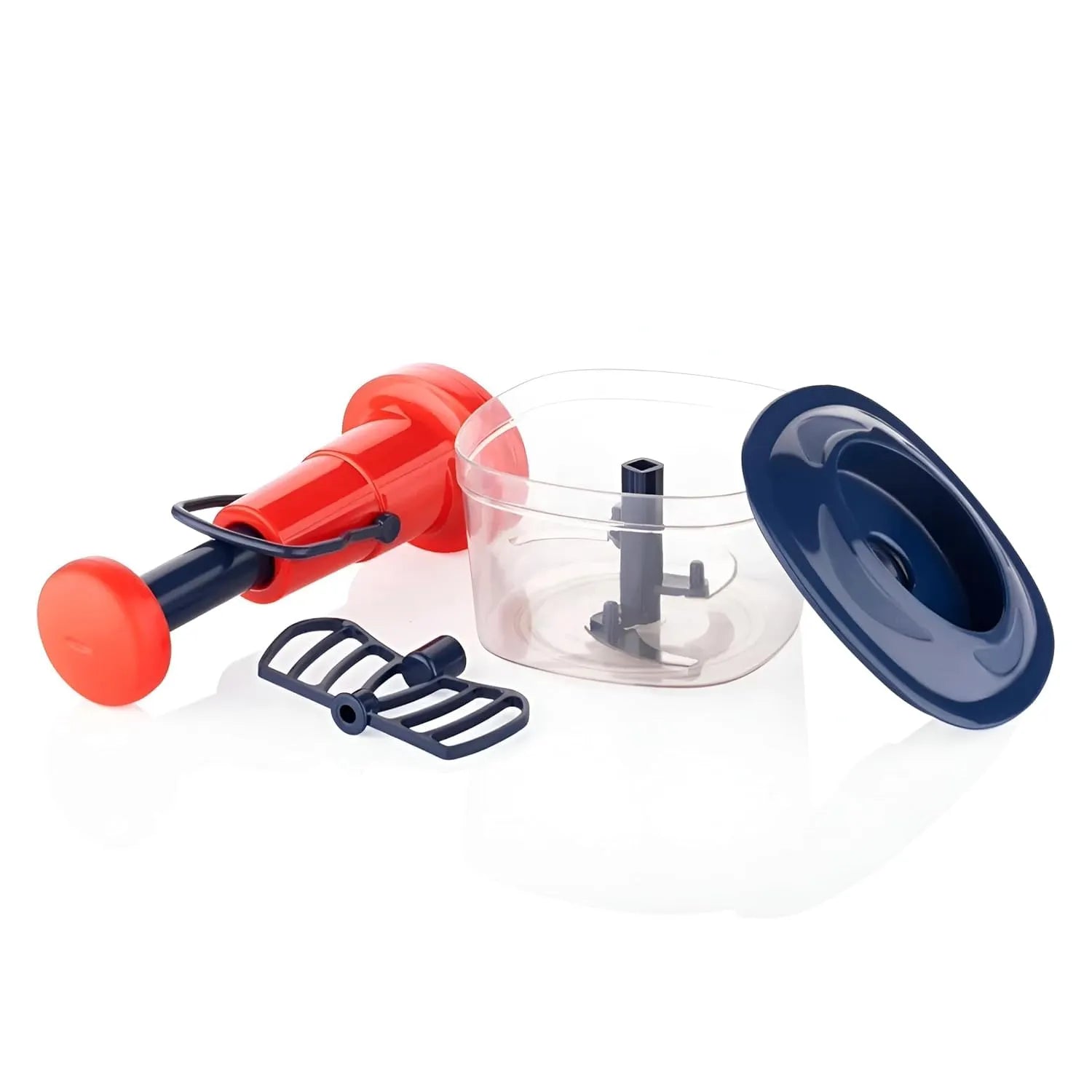 Push Chopper Manual Hand Press Chopper with 3 Sharp Blades – Quick & Effortless Vegetable & Fruit Cutter