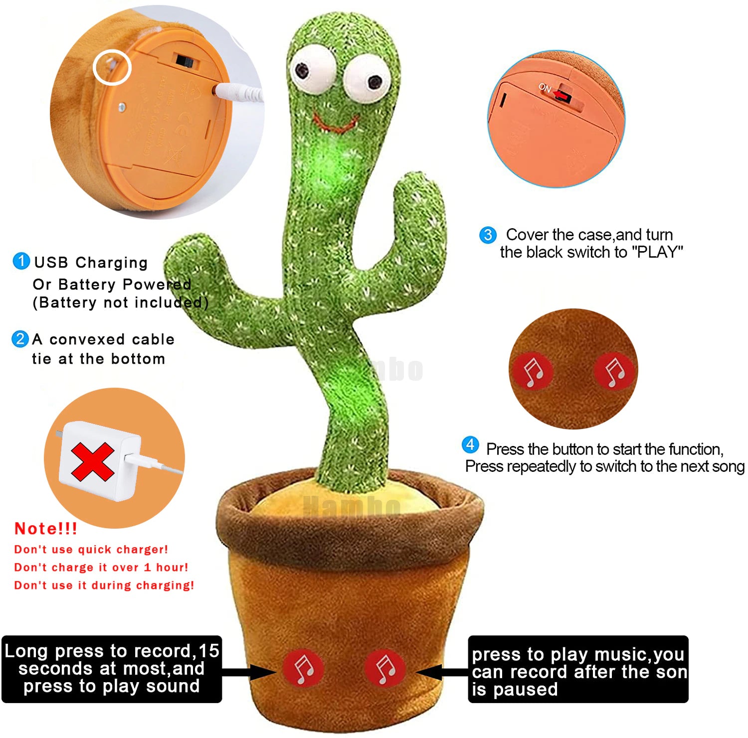 Lovely Talking Toy Dancing Cactus