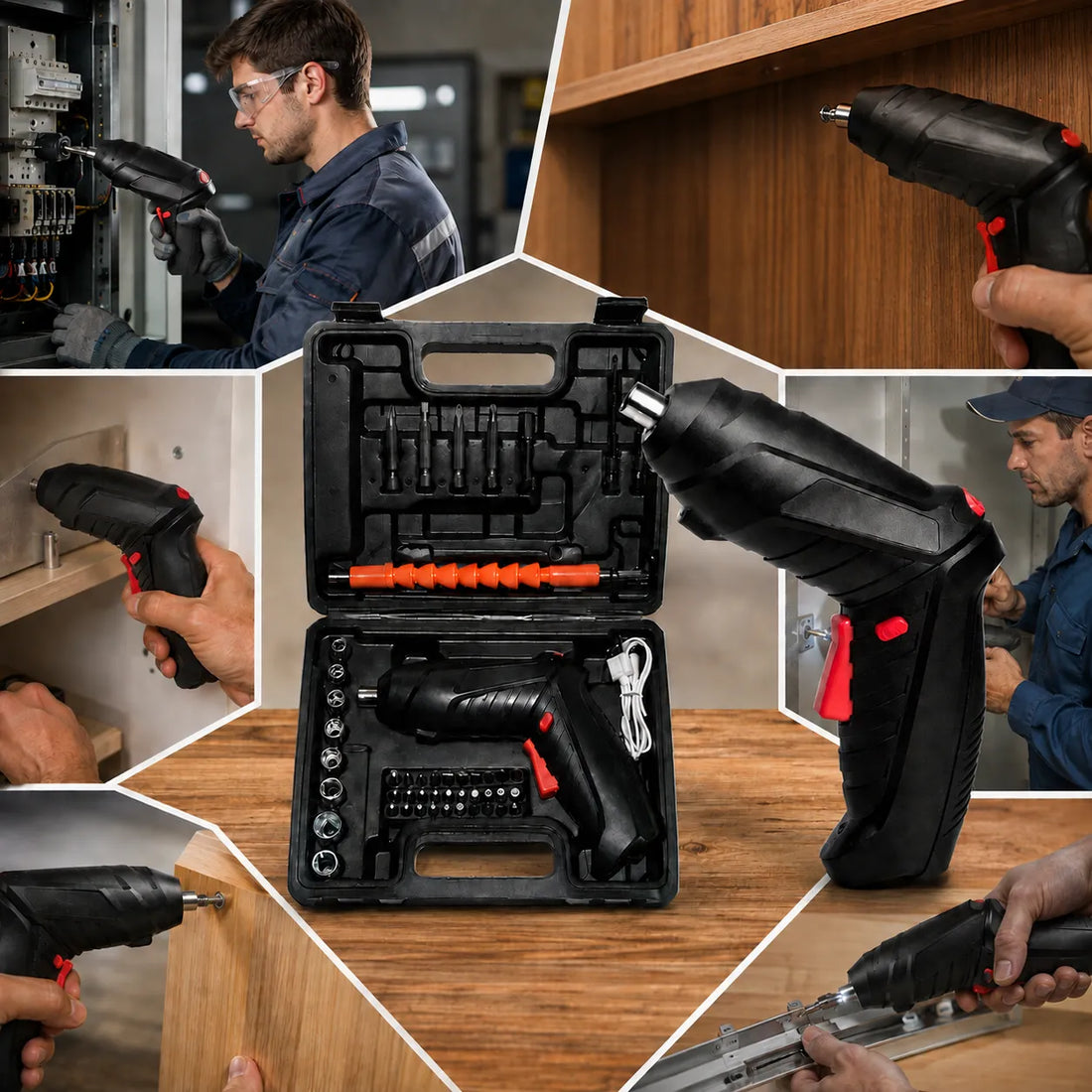 46-Piece Rechargeable Cordless Drill & Precision Screwdriver Set