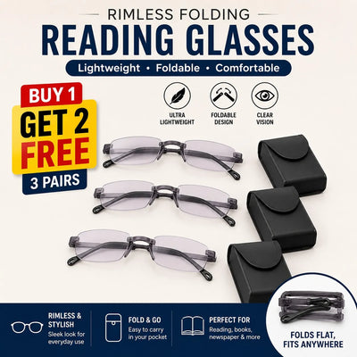 Rimless Folding Adaptive Power Mobile Protection Reading Glasses Buy 1 Get 2 Free