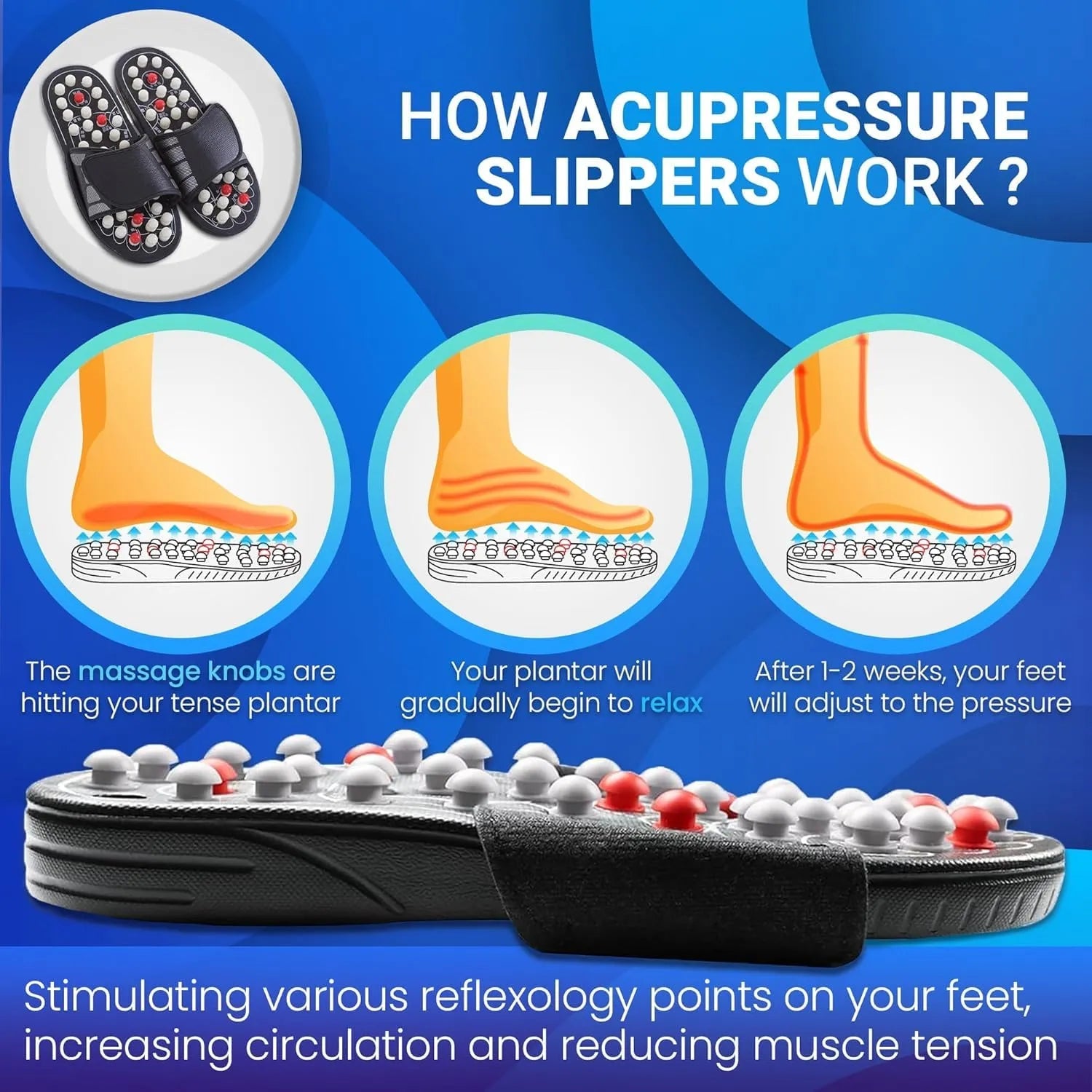 Acupressure Reflexology Massage Slippers – Magnetic Therapy Foot Massage Sandals for Pain Relief & Relaxation - Dreamzhub