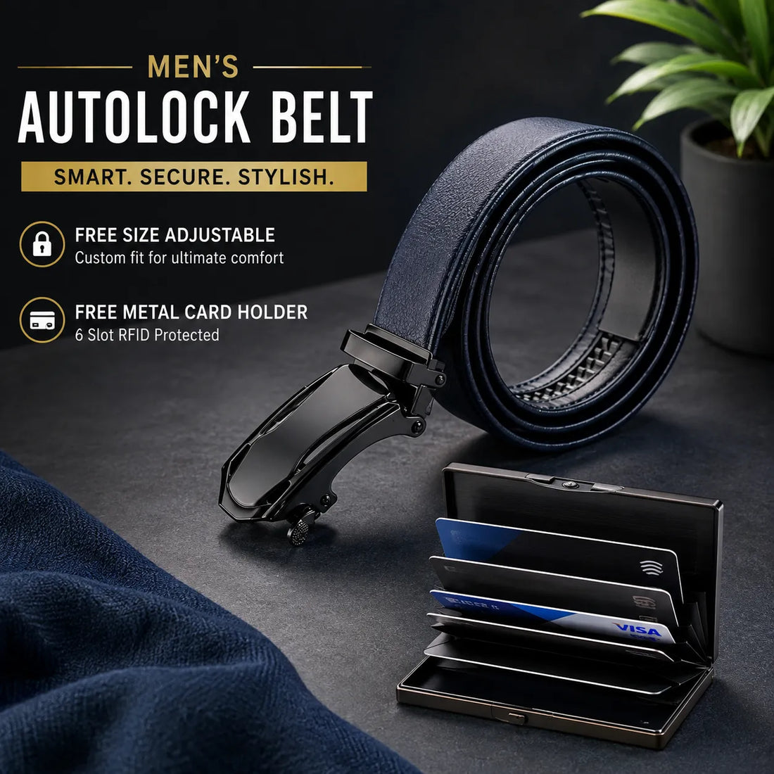 Men’s Adjustable Free-Size Belt with Wallet