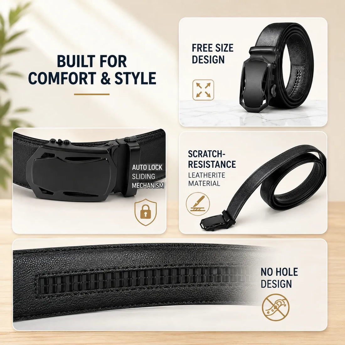 Men’s Adjustable Free-Size Belt with Wallet