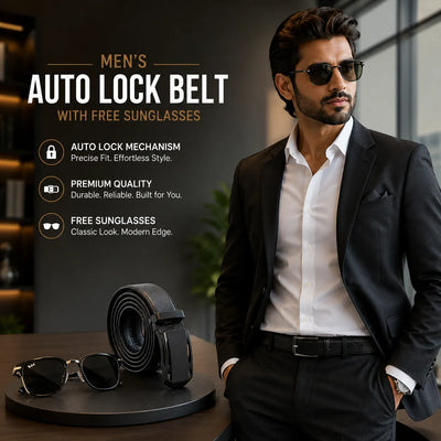 Mens Auto Lock Belt With Free Sunglasses