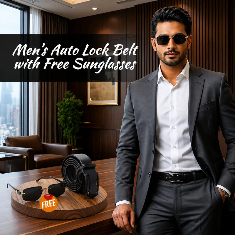 Mens Auto Lock Belt With Free Sunglasses