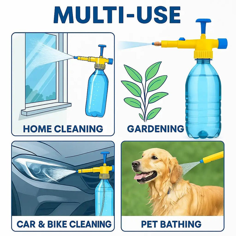 Bottle Pressure Sprayer Attachment | Handheld Pump Spray Gun | Adjustable Nozzle for Gardening & Cleaning - Dreamzhub
