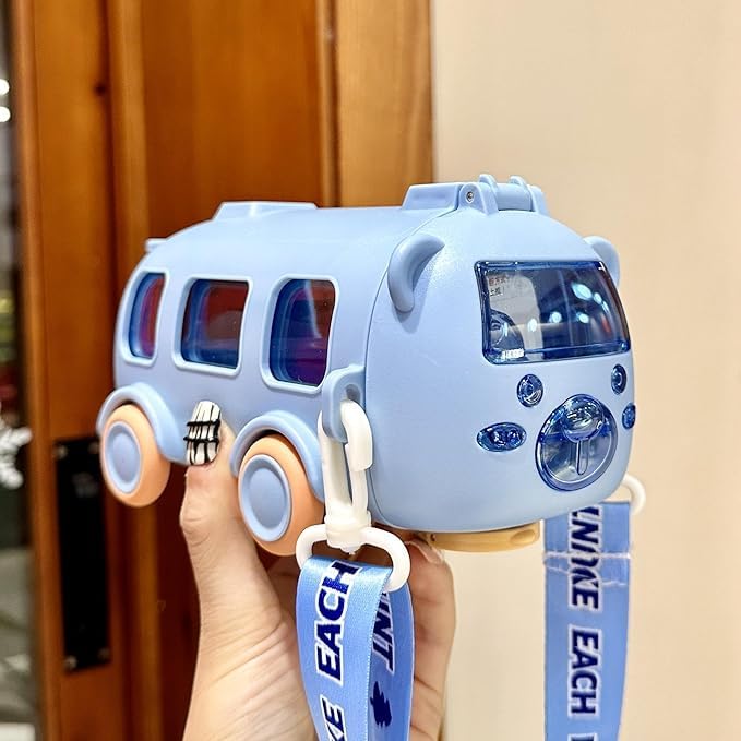 Bus Design Water Bottle with Wheels – School Water Bottle for Kids - Dreamzhub