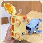 Bus Design Water Bottle with Wheels – School Water Bottle for Kids - Dreamzhub
