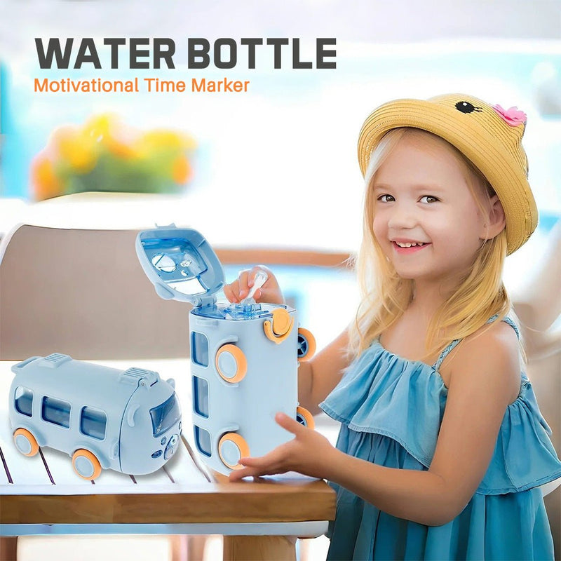 Bus Design Water Bottle with Wheels – School Water Bottle for Kids - Dreamzhub
