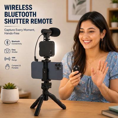 Remote Controlled Smart Video Making Kit with Inbuilt Flood Light + Mic + Tripod