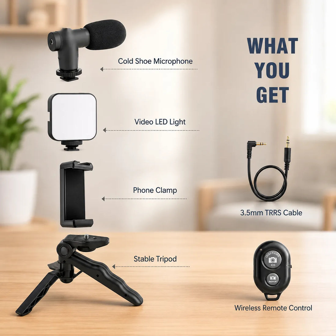 Smart Remote-Controlled Video Creator Kit with LED Light, Microphone & Tripod