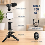 Smart Remote-Controlled Video Creator Kit with LED Light, Microphone & Tripod