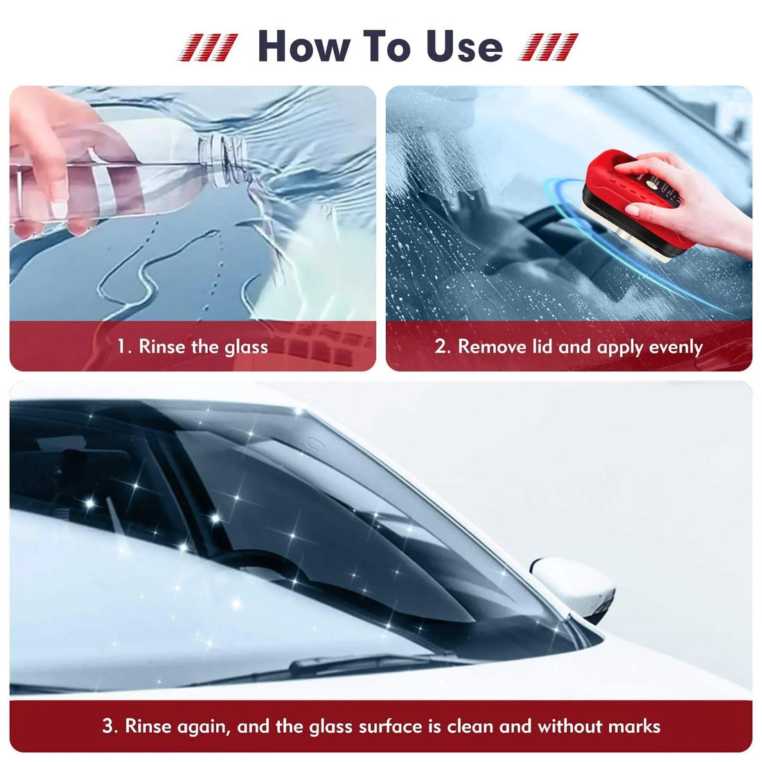 Car Glass Oil Film Remover with Cleaning Brush | Removes Oil Film, Water Spots, Grease & Wiper Marks | Clear Vision Windshield Cleaner - Dreamzhub