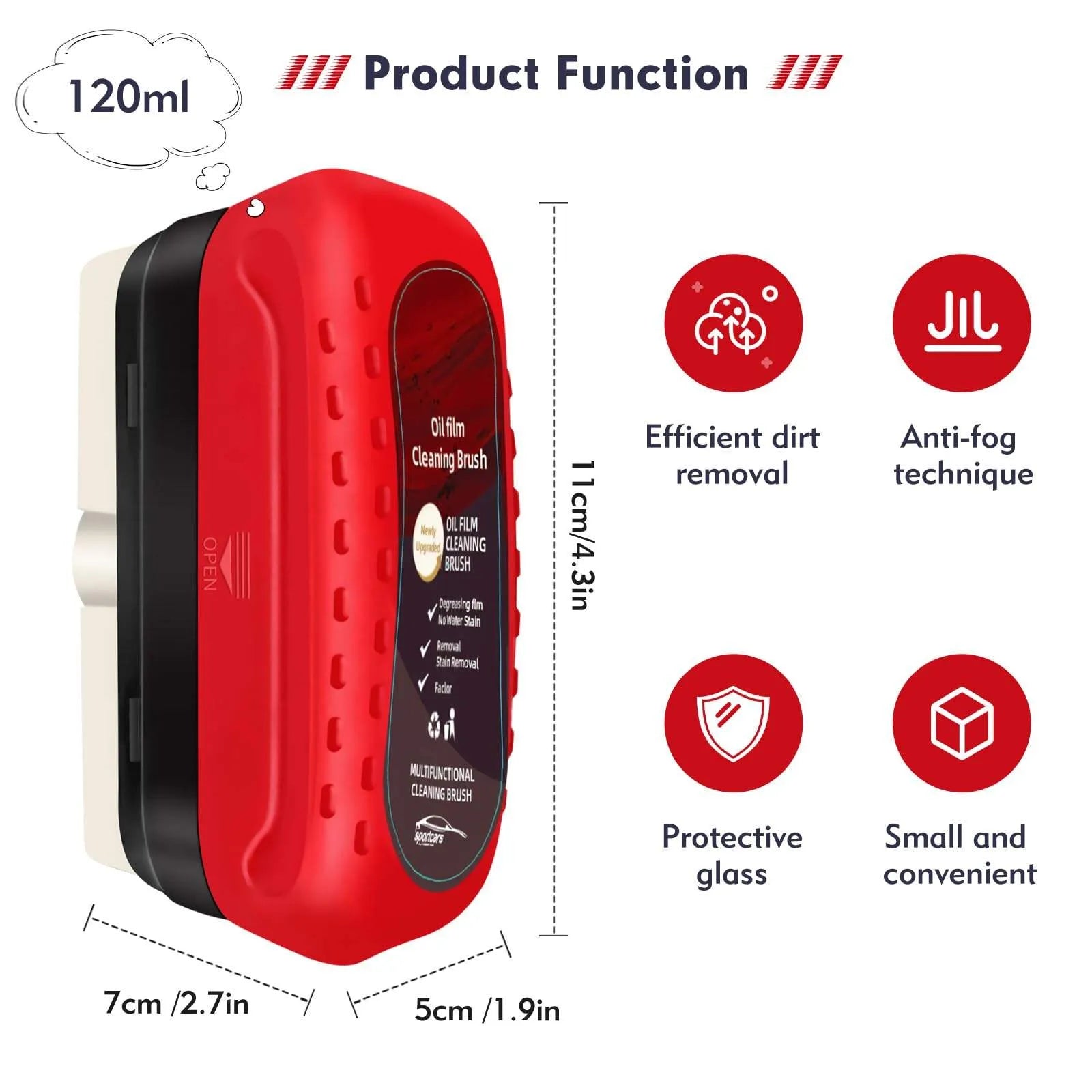 Car Glass Oil Film Remover with Cleaning Brush | Removes Oil Film, Water Spots, Grease & Wiper Marks | Clear Vision Windshield Cleaner - Dreamzhub