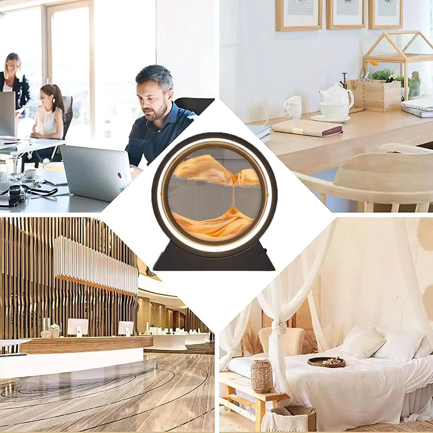 Creative Moving Sand Art Picture | 3D Quicksand Lamp with LED Light | Relaxing Desktop Sand Scene Decor for Home & Office | Rotating Hourglass Landscape Night Light Gift - Dreamzhub