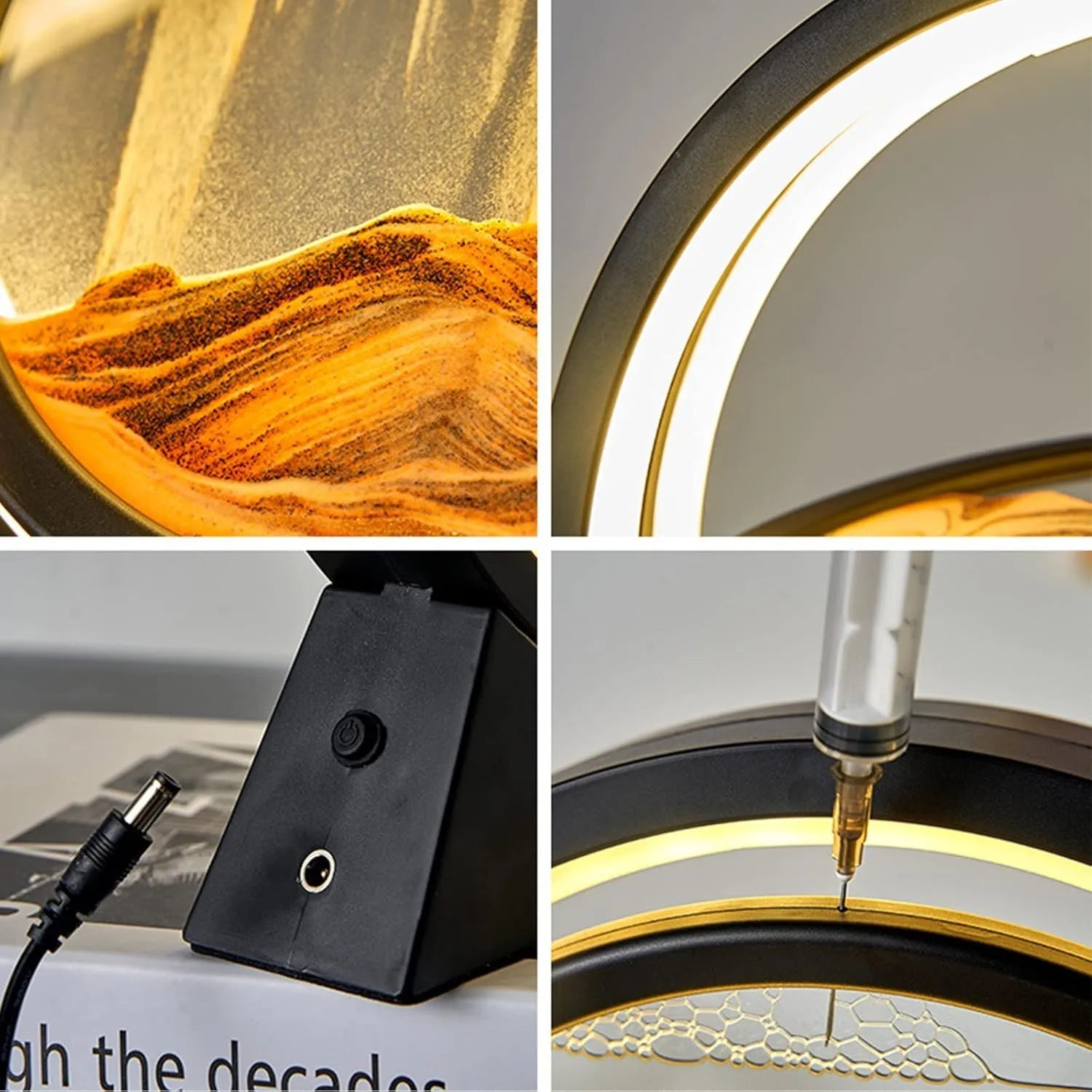 Creative Moving Sand Art Picture | 3D Quicksand Lamp with LED Light | Relaxing Desktop Sand Scene Decor for Home & Office | Rotating Hourglass Landscape Night Light Gift - Dreamzhub