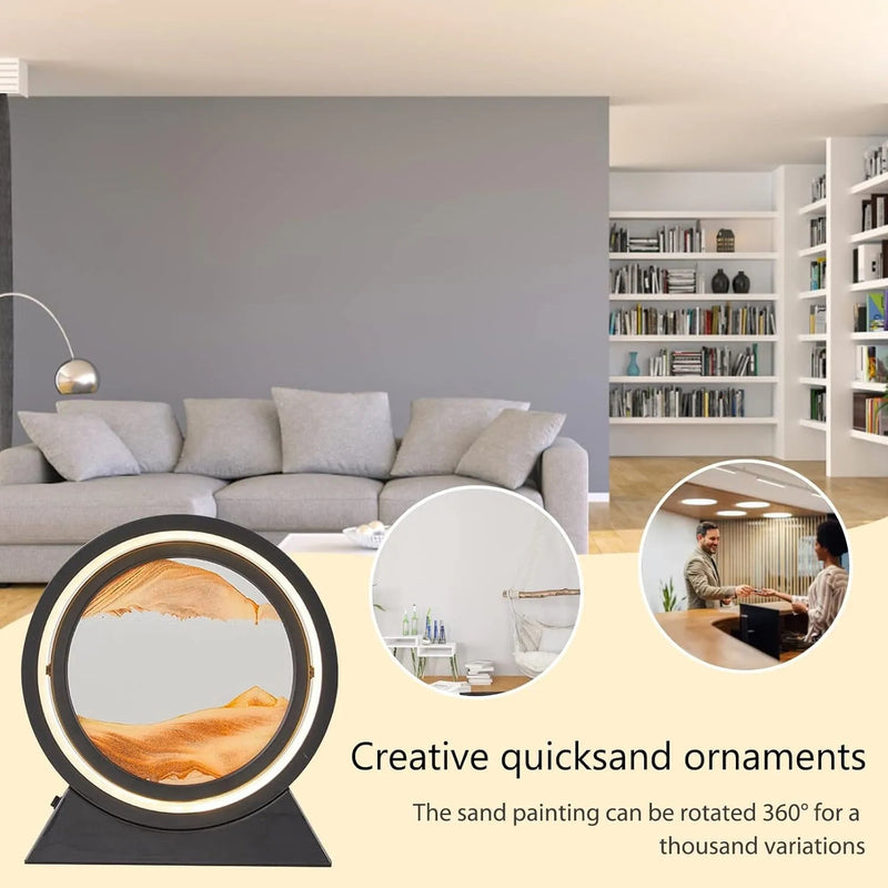 Creative Moving Sand Art Picture | 3D Quicksand Lamp with LED Light | Relaxing Desktop Sand Scene Decor for Home & Office | Rotating Hourglass Landscape Night Light Gift - Dreamzhub