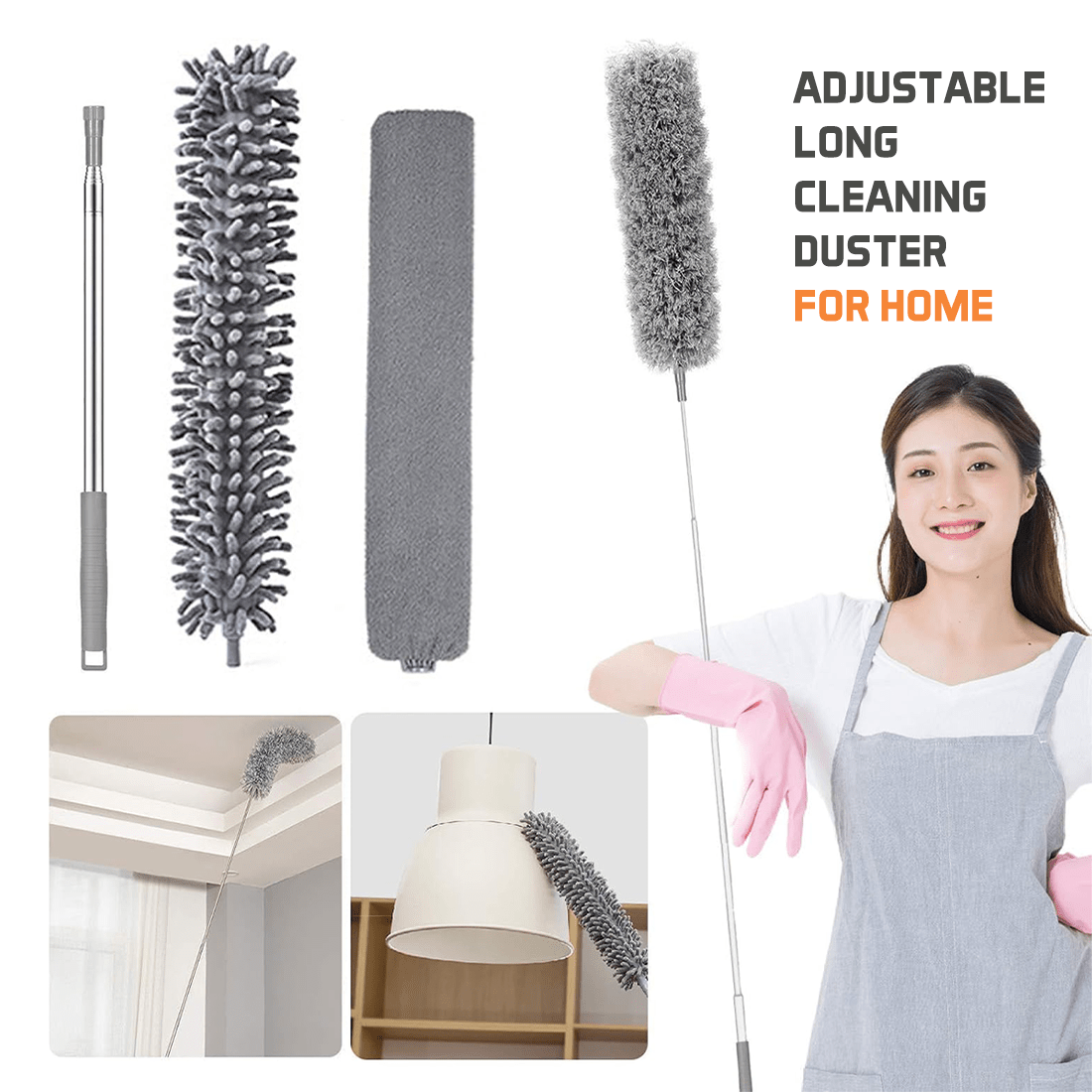 Extendable Microfiber Duster & Bendable for High Ceiling Fans, Window Blinds, Furniture - Dreamzhub
