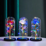 Foil Rose in Glass Dome – Eternal Beauty with LED Light Magic - Dreamzhub