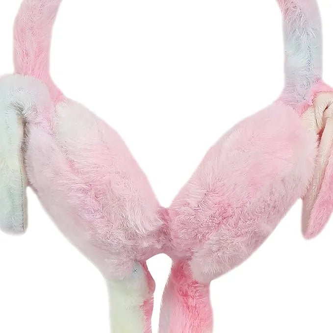 Girls Winter Plush Earmuffs with Moving Bunny Ears – Soft, Warm & Super Cute Ear Warmer - Dreamzhub
