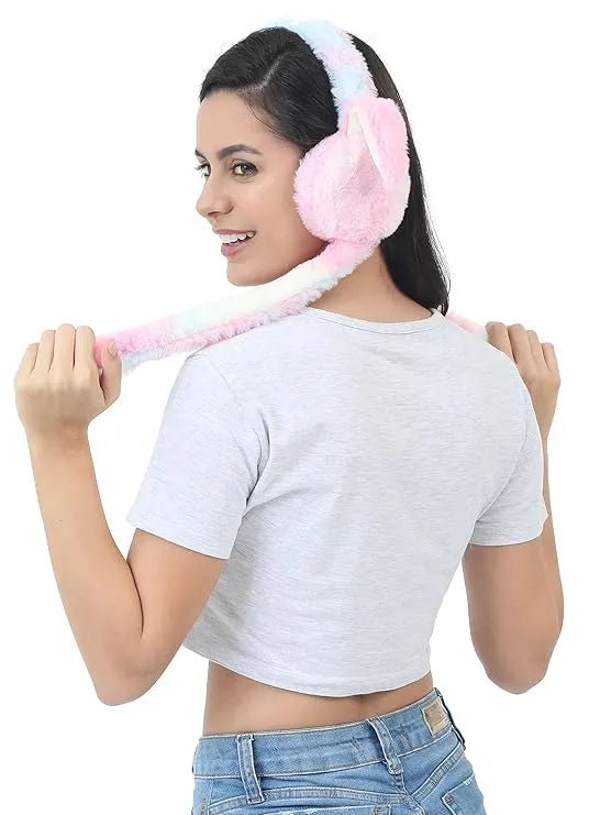 Girls Winter Plush Earmuffs with Moving Bunny Ears – Soft, Warm & Super Cute Ear Warmer - Dreamzhub
