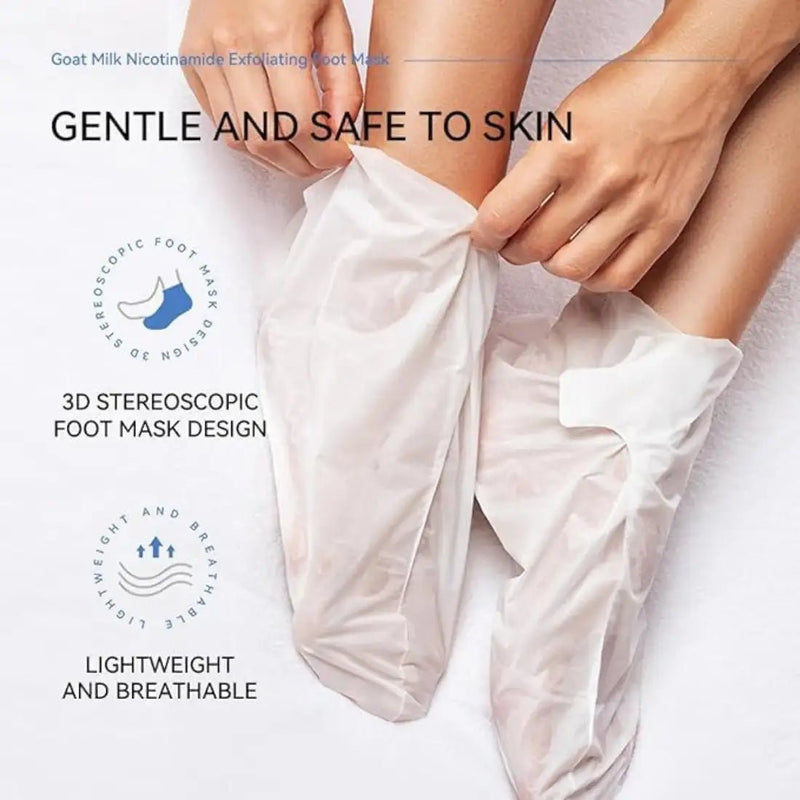 Goat Milk Exfoliating Foot Mask with Nicotinamide | Deep Moisturising & Dead Skin Removal Foot Mask - Dreamzhub