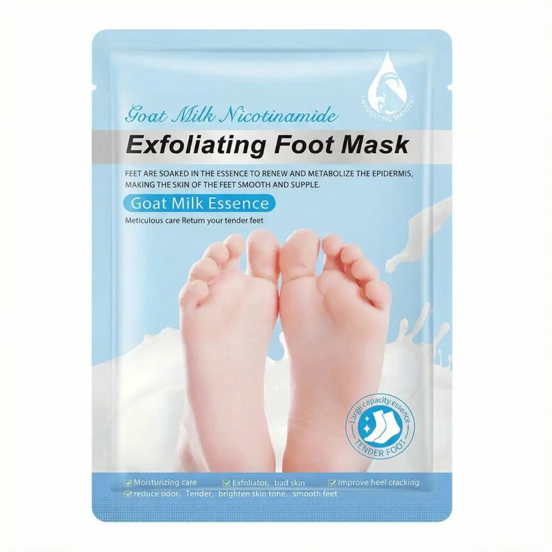 Goat Milk Exfoliating Foot Mask with Nicotinamide | Deep Moisturising & Dead Skin Removal Foot Mask - Dreamzhub
