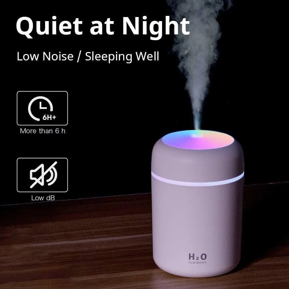H2O Mini Air Humidifier – USB Portable Cool Mist Diffuser with LED Night Light - Dreamzhub