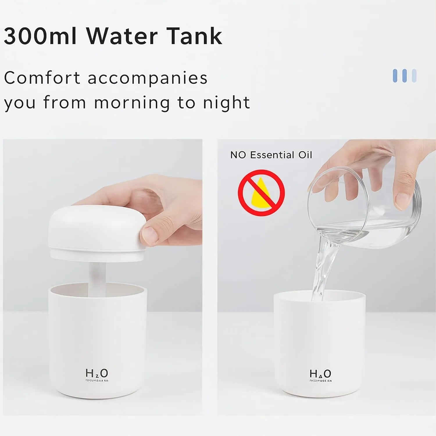 H2O Mini Air Humidifier – USB Portable Cool Mist Diffuser with LED Night Light - Dreamzhub