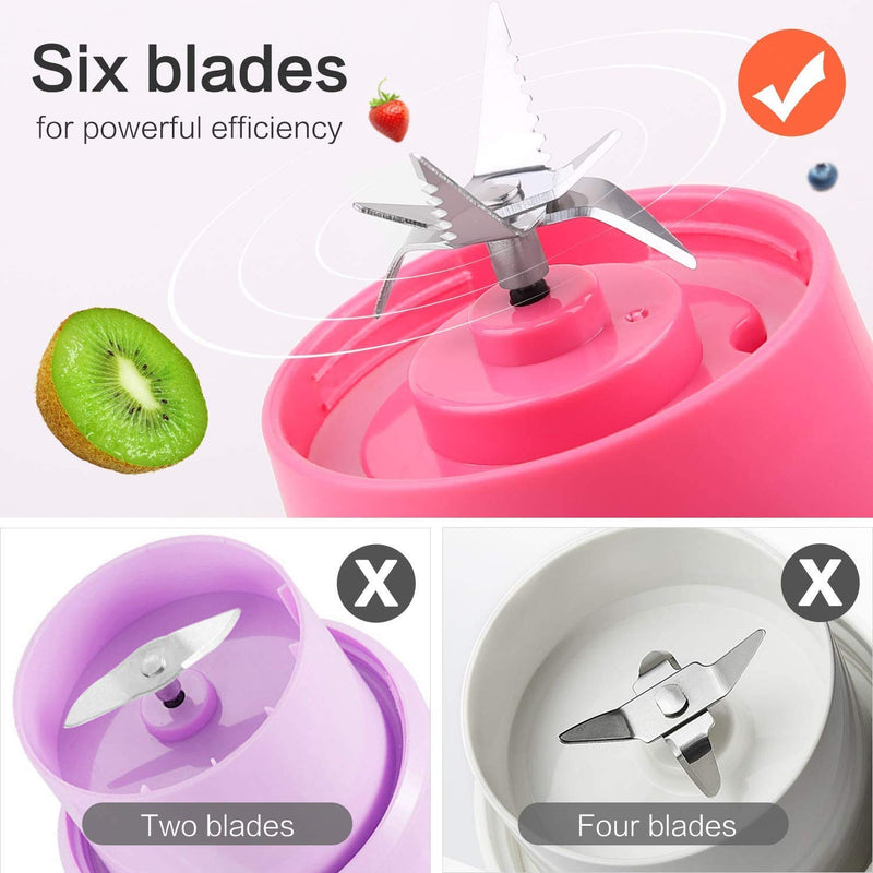 Portable USB Rechargeable Juicer Blender | 6 Stainless Steel Blades