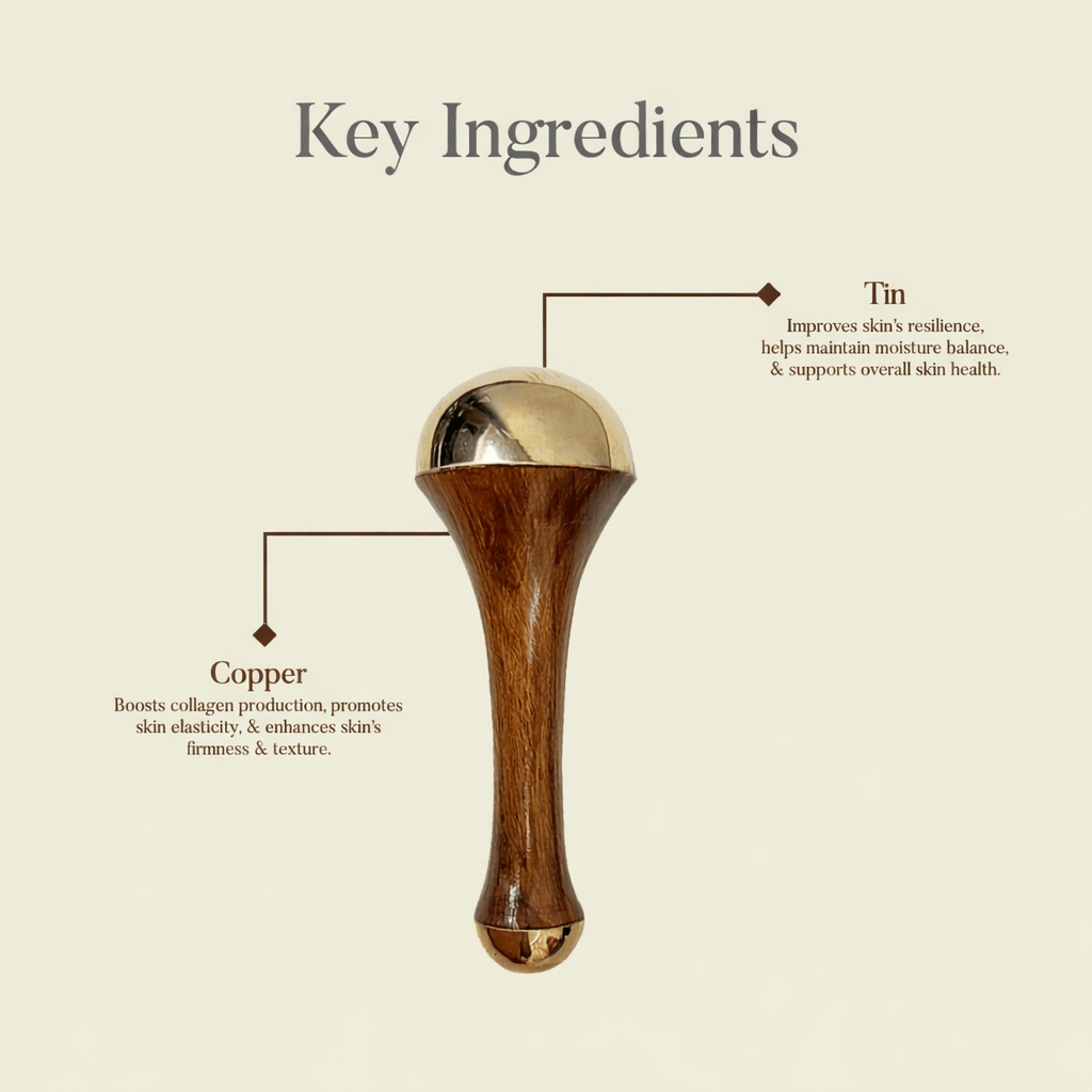 Kansa Face & Head Massage Wand | Ayurvedic Metal Massager for Face, Scalp & Relaxation | Natural Glow & Stress Relief Tool - Dreamzhub