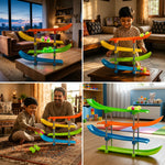 4 Layer Flipping Car Track Set with 2 Blowing Led Cars