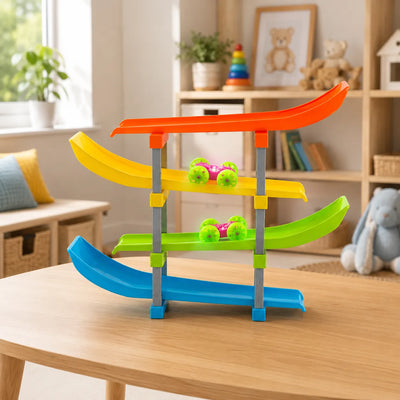 4 Layer Flipping Car Track Set with 2 Bblowing Led Cars