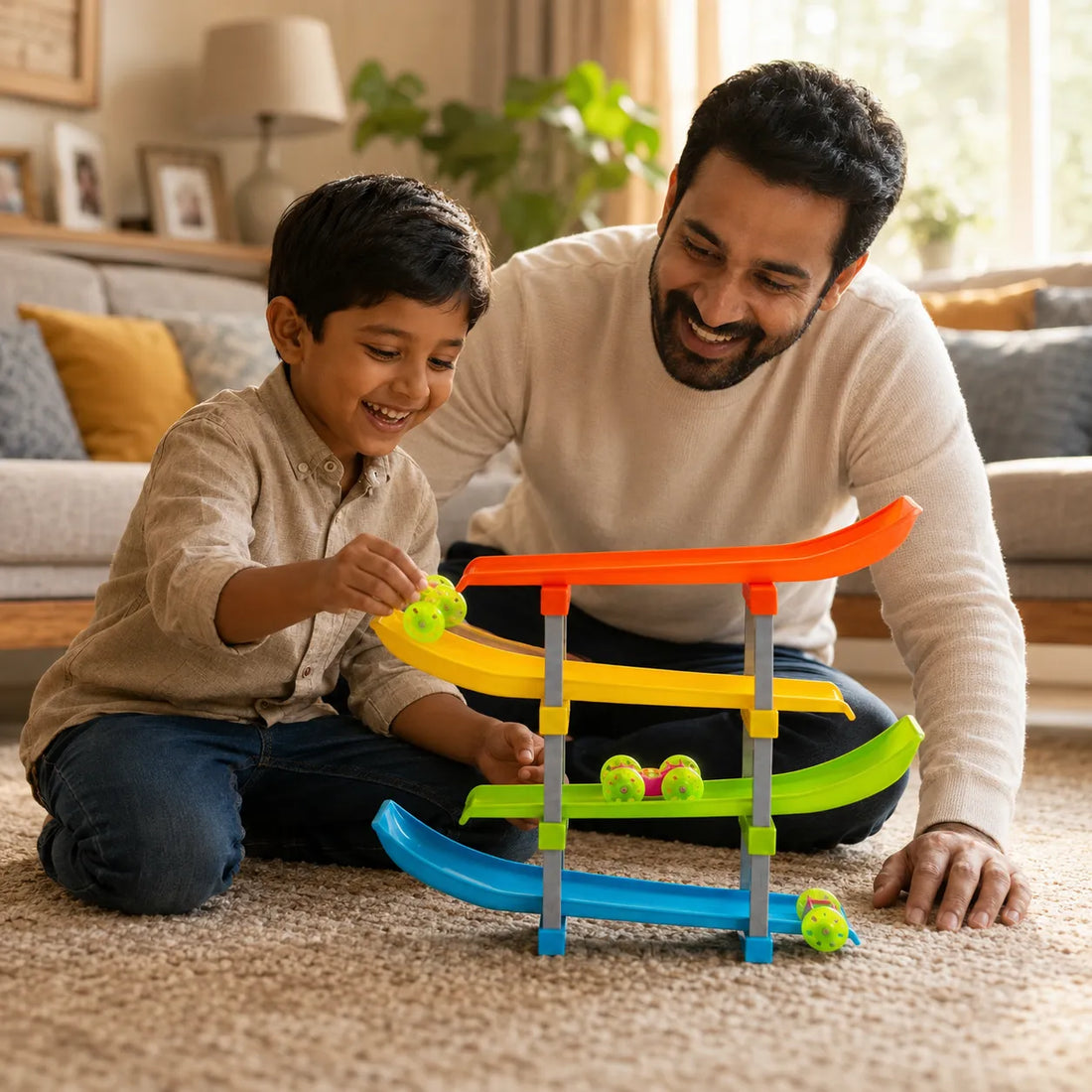 Multi-Level Racing Track Playset with 2 LED Light-Up Cars