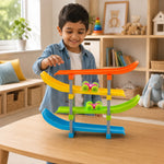 Multi-Level Racing Track Playset with 2 LED Light-Up Cars