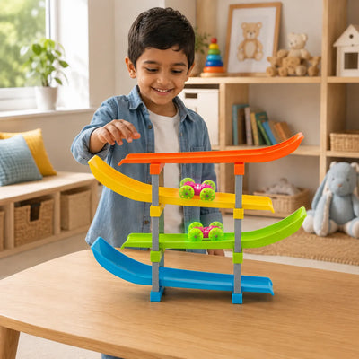 4 Layer Flipping Car Track Set with 2 Bblowing Led Cars
