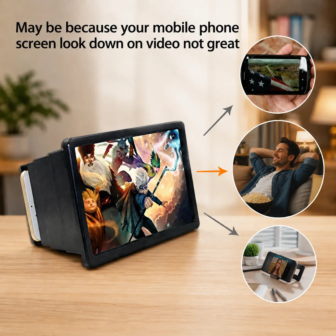 3D Mobile Screen Magnifier with Enlarged Eye-Comfort Display