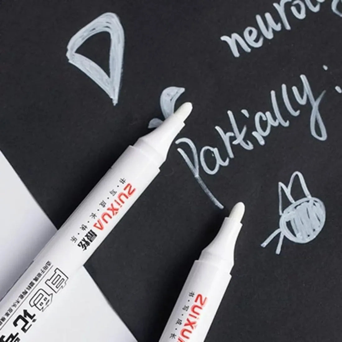 Pack of 10 Waterproof White Marker Pens for Cars & Bikes